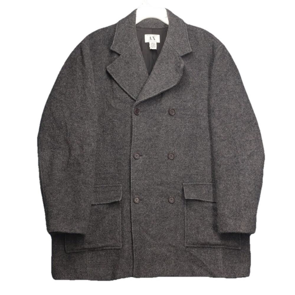 Armani Exchange Wool Blend Jacket Coat A/X Men's Large Dark Gray Designer Preppy